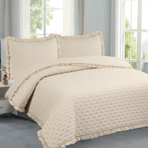 TEMU 레이스 엣지의 플레인 초음파 퀼트, 단색 엠보싱 담요, 가정용 단색 레이스 퀼트, 레이스 단색 침구.