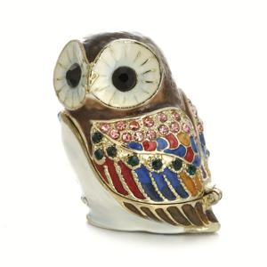 TEMU 핸드페인팅 미니 올빼미 트링킷 박스 - 아이스 힌지 뚜껑, 핸드페인팅 에나멜 지혜로운 올빼미 보석함, 아연 합금 올빼미 피규어, 목걸이, 반지, 귀걸이 보관용 - 컬렉터블 선물 상자 (크리스마스 선물)