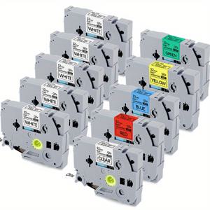 TEMU 10개 팩 호환 라벨 테이프 TZe-131 231 531 631 731 (P - -Touch PT-1000 PT-1010 PT-H101C GL-H105 PT-2030VP 호환), 0.47'' 12mm x 8m, 라벨링 용품, 사무용품, 내구성 좋은 라벨 테이프, 고품질 테이프, 라벨링 테이프, 사무직 근로자