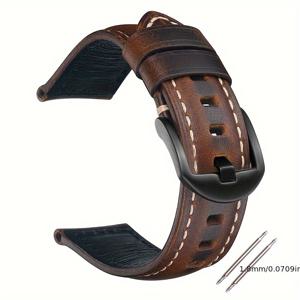 TEMU GFHEYE 오일 왁스 가죽 시계 밴드 - 빈티지 스타일, 두껍고 내구성 강한 남녀 공용, 대부분의 시계에 적합 /24mm