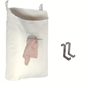 TEMU 1개 흰색 캔버스 세탁함, 후크 포함 - 침실용 직사각형 보관 가방, 옷, 장난감, 책을 위한 다중 공간 정리함 - 내구성 및 쉽게 청소, 전기 없음, 세탁함