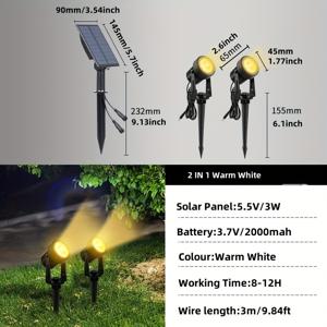 TEMU 2-in-1 야외 태양광 - 차가운 화이트 & 따뜻한 화이트 LED, IP65, 9.8ft 케이블, 자동 켜기/끄기 - 정원, 차도, 수영장, 마당, 산책로용 (플러그 앤 플레이 설치)