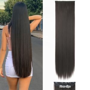 TEMU 여성용 클립인 헤어 익스텐션 합성 긴 헤어 피스 헤어 액세서리 할로윈 크리스마스