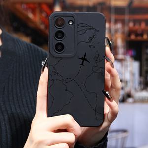 TEMU 휴대폰 케이스 - 고화질 보호 휴대폰 케이스 (지도/비행기 디자인), 편안한 그립감, 작은 크리스마스 선물로 이상적, 삼성 갤럭시 S24/S23/S22/S21 및 기타 모델과 호환, 검은색 배경, 충격 흡수