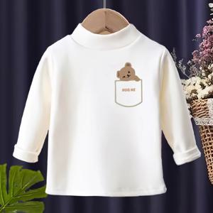 TEMU 중형 및 대형 청소년을 위한 새로운 겨울 패션 보온 내부 레이어링 베이스 셔츠, 하프하이 칼라 긴팔 티셔츠 트렌디