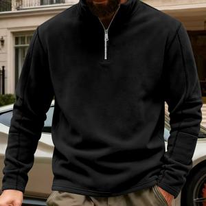 TEMU 남성용 솔리드 컬러 하프 지퍼 스탠드 칼라 스웨트셔츠, 캐주얼 편안한 긴팔 탑, 겨울과 가을용