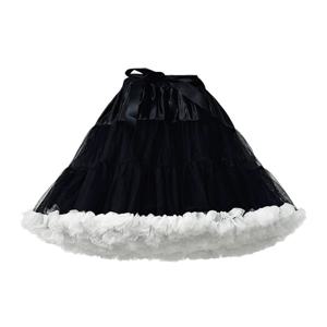 TEMU 성인용 하프 레인지 페티코트 튜튜 드레스, 크리스마스 공연을 위한 클래식한 신축성 있는 투페이스 시어 패턴 스커트