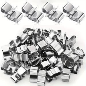 TEMU 100개 스테인리스 스틸 트레일러 프레임 와이어 클립 - 내구성, 방청, 소형 & 휴대용, 쉬운 적용, 카약, 낚시 보트, 트레일러, 작업대, 사무실용, 와이어 정리 및 공간 절약에 이상적, 6mm에서 6.5mm 직경 케이블 및 1.3mm에서 2.5mm 폭 패널에 적합, 도구 필요 없음