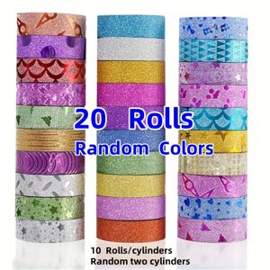 TEMU 20롤, 글리터 장식 스티커, 아트 글리터 장식 테이프, 방수 자체 접착 테이프, 선물 포장 및 DIY 제작에 적합
