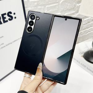 TEMU 갤럭시 Z 폴드 6/5/4/3 호환 고품질 매트 도금 자석 흡착 휴대폰 케이스, 무선 충전 지원, Z폴드 6 라이트 럭셔리, Z폴드 5 지문 방지, Z폴드 4 보호, Z폴드 3 폴딩폰 케이스