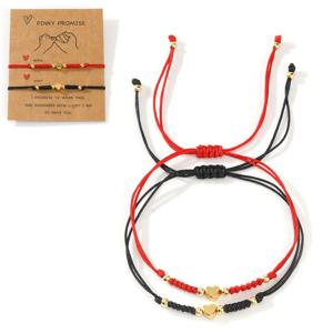 TEMU 보호-시크 2개 세트 사랑의 하트 & 뱀 매듭 팔찌 - 손으로 짠, 커플의 행운의 부적과 축복 카드 - 캐주얼 의상 및 선물에 완벽, 스타일, 여성용 팔찌