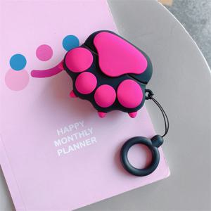 TEMU 갤럭시 버즈 3/3 프로용 크리에이티브 고양이 발 디자인 실리콘 케이스, 블랙 & 로즈 레드 소프트 보호 커버