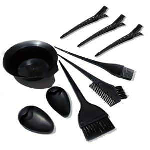 TEMU 9개 전문가용 헤어 염색 세트 (빗, 브러쉬, 헤어 클립, 귀마개, 혼합용 볼 포함) - 집에서 살롱처럼 사용하고 염색 또는 블레칭에 적합.