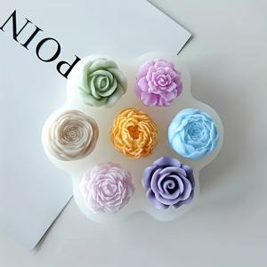 TEMU 1/7구 실리콘 장미 몰드, 단일구 몰드, 3D 플로럴 캔들 및 수공예 몰드 DIY 핸드메이드 비누 만들기 재료, 핸드메이드 캔들 만들기 도구, 불규칙한 모양, 창의적인 홈 선물용, 레진 액상 몰드 실리콘