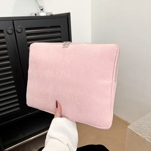 TEMU 솔리드 컬러 코듀로이 세로 출퇴근용 멀티 사이즈 태블릿 및 노트북 케이스, 노트북 가방