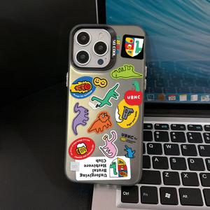 TEMU 아이폰 16 15 14 13 12 11 프로 맥스 X XR XS 맥스 8 7 플러스용 창의적인 공룡 일러스트 폰케이스, 안티드롭 매트 백커버