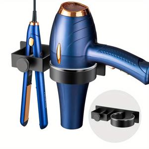 TEMU 벽걸이형 헤어 드라이어 및 스트레이트너 보관 랙 - 드릴 없음 설치, 공간 절약형 욕실 정리함, 브러시 및 액세서리 2개 슬롯, 내구성 있는 알루미늄, 현대적인 디자인, 쉬운 설치, 디자인, 튼튼한 구조