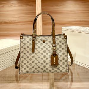 TEMU 빈티지 감성의 고급 토트백 - 대용량 어깨 & 크로스바디 백, 갈색 가죽 핸들, 지퍼 클로저, 및 분리 가능한 스트랩, 카키 색상, 복잡한 패턴, 출퇴근 및 일상 사용에 적합, 출퇴근 백 | 빈티지 감성 디자인 | 내구성 있는 지퍼, 대용량 토트백