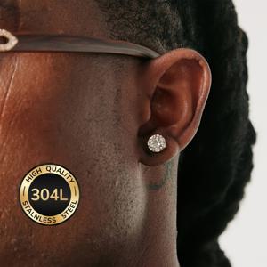 TEMU 2개 세트, 변색 방지 304L 스테인리스 스틸 스터드 귀걸이 (2카트 이미테이션 포함), 결혼식에 이상적 - 저자극성 - 남성 또는 남자친구를 위한 완벽한 선물, 배터리 없음