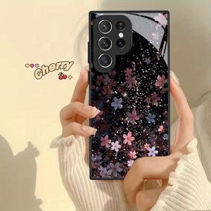 TEMU 갤럭시 S20 S10 S9 S20+ S10+ S9+ S10e Lite FE Ultra 5G용 신선한 플래시 꽃 그림 강화유리 폰 케이스 커버 선물