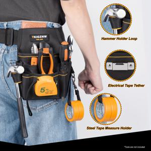 TEMU TKIGZNW 남성용 조절 가능한 18포켓 도구 벨트 - 메시와 스트랩이 있는 탈착식 파우치, 검은색 폴리에스터 전기 및 목공 작업 앞치마 벨트, 안전한 도구 홀더 | 내구성 있는 도구 파우치, 도구 가방
