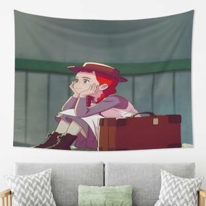 TEMU 앤과 이의 영감을 받은 태피스트리 - 빨간 머리의 앤 & 등대 장면 벽걸이, 부드러운 복숭아색 베이지 천, 거실 침실 사무실용 가로형 홈 데코, 팬들을 위한 완벽한 선물