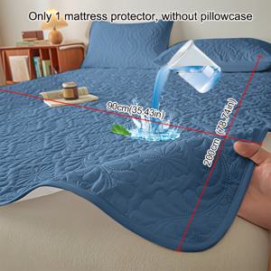 TEMU 1개 솔리드 컬러 데님 방수 매트리스 보호커버, 네 모서리 탄성밴드 포함, 패턴 디자인 침대커버, 침실, 게스트룸, 호텔용, 싱글 또는 더블 두꺼운 매트리스 호환, 침구 액세서리 (베개커버 미포함)|매트리스커버
