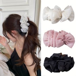 TEMU 심플하고 다재다능한 리본 바나나 클립 3개 세트입니다. 데이트에 적합한 부드럽고 우아한 스타일을 연출해 줍니다. 일상복에 이상적이며 드레스와도 잘 어울립니다. 하이 포니테일에 좋고 친구들과 공유하기에도 좋습니다.