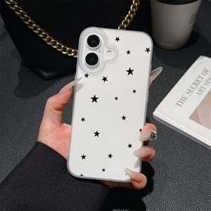 TEMU 아이폰 16 15 14 11 프로 맥스 미니 XR XS X 7 8 플러스용 한국 스타일 별무늬 폰 케이스, 소프트 TPU 무광 백 커버