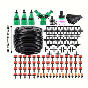 TEMU 164피트 200개 드립 관수 키트, 정원 관수 시스템 1/4인치 빈 분배 튜빙 물뿌리기 자동 관수 장비, 정원 온실, 꽃밭, 파티오, 잔디용
