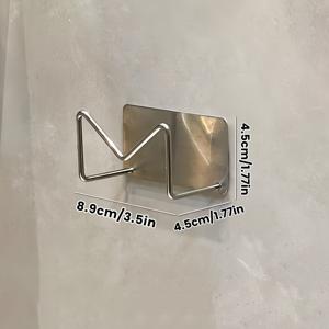 TEMU 1개 무드릴 벽걸이 헤어브러시 & 스트레이트너 정리대 - 강력 접착식 스테인리스 욕실 수납 선반, 다기능 공간절약형 헤어 도구·화장품·안경 보관대, 미니멀 디자인, 무드릴 설치, 접착식 마운트, 선반|욕실선반|화장실선반|싱크대