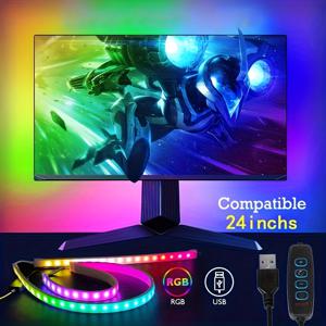 TEMU 3피스 AMILL USB RGB LED 스트립 조명, 버튼 컨트롤, 24인치 유연한 실리콘+PC 소재, 1600만 색상 & 디밍 기능, 게이밍룸/에스포츠용, 홈 데코, 파티 분위 조명, 세련된 디자인, 내구성 강한 실리콘, 고품질 LED, 스마트 조명, USB 전원 공급, 테크 애호가용