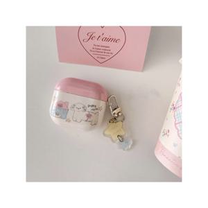 TEMU For Apple Airpodspro2 케이스/for Apple Airpodspro 케이스/for Apple Airpods4 케이스/for Apple Airpods3 케이스/for Apple Airpods2 케이스용 귀여운 핑크 하우스 스타 강아지 일러스트레이션 헤드폰 케이스 + 매달린 태그 세트