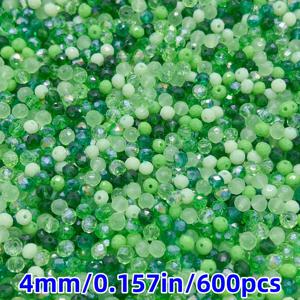 TEMU 4mm 녹색 유리 비즈 - 600개 다양한 평면 컷, 부드러운 표면, 보석 만들기, 팔찌, 목걸이, 귀걸이, 머리 액세서리, 공예 장식, DIY 공예 용품 | 다양한 비즈 세트 | 부드러운 표면 비즈, 보석 만들기 용품