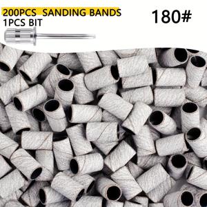 TEMU 매니큐어 및 페디큐어용 200개 프로페셔널 미세 샌딩 밴드와 네일 드릴 비트 1개, 네일 드릴용 180# 그릿 샌딩 밴드