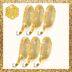 TEMU 35.43인치 길이의 자가 점착 라인스톤 스티커 6롤, 핫멜트 글루 접착 방식, 공예, 웨딩 장식, 자동차 및 휴대폰 주얼리 제작 용품에 적합. 이 반짝이는 리본 스티커 및 라인스톤 테이프 롤은 필수품입니다.