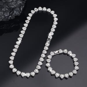 TEMU CVNANA 하트 모양 쿠바 체인 목걸이 세트 2pcs, 힙합 스타일 초커 세트, 발렌타인데이 선물, 생일 및 파티용 고급 주얼리 세트, 청소년을 위한 일상 & 파티 착용