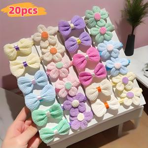 TEMU 20개 세트 귀여운 꽃무늬 헤어밴드, 혼합 컬러 폴리에스터 헤어 액세서리, 일상, 파티, 특별한 날에 완벽, 15세 이상 청소년을 위한 선물