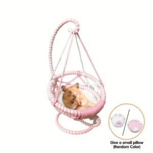 TEMU 햄스터 스윙 해먹 장난감, 햄스터·기니피그·다람쥐·친칠라·앵무새용 놀이대 - 케이지 액세서리, 강아지 운동장비, 튼튼한 펫 액세서리, 안전 소재, 고양이 애호가 및 설치류 애완동물 선물