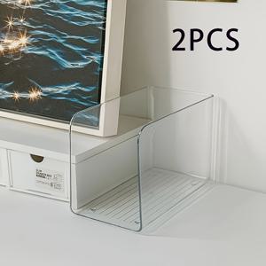 TEMU 2개 세트 U자형 투명 책 받침대, 공간 절약 디자인의 아크릴 책 정리대 - 홈 오피스, 스터디룸, 도서관용, 책·잡지·보고서 보관, 미니멀한 작업공간 장식, 책장 아래 수납, 다목적 사용, 튼튼한 구조, 사무실 전문가용
