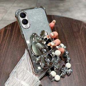 TEMU 충격 방지 및 세련된 디자인으로, 이 두꺼운 글리터 카드 폰 케이스는 삼성 갤럭시 S25 에지용으로 사용할 수 있는 귀여운 거울 토끼 스탠드와 우아한 팔찌 체인, 모든 것이 부드러운 TPU 백에 감싸여 있습니다.