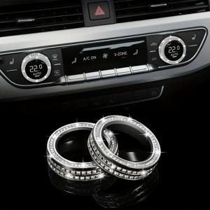 TEMU 아우디 A4L용 2개 세트 광택 차량 내부 에어컨 버튼 커버, 센터 콘솔 컨트롤 버튼 커버, 유광 AC 커버