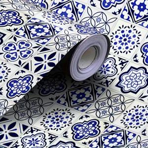 TEMU 타일 스티커 1롤 | 자가 점착 페인트 | 멀티컬러 만다라 패턴 | 방수 및 방유 | 주방, 욕실, TV 벽 및 캐비닛 개조에 적합, 벽지 롤