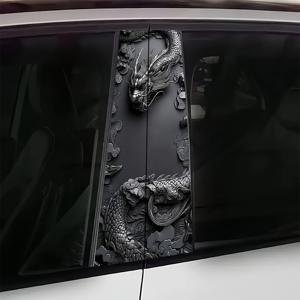 TEMU 2개 세트 국립 트렌드 블랙 드래곤 B-필러 스티커 2D 엠보싱 스타일 범용 자동차 데칼; 다크 드래곤 패턴 오리엔탈 스타일 범용 차량 스티커; 볼드한 블랙 드래곤 3D 엠보싱 B-필러 데칼; 중국식 용 B-필러 스티커; 간편 부착 및 제거, 햇빛 방지, 방수, 스크래치 방지 비닐 소재, 내구성 강화 (차량/트럭/SUV용)