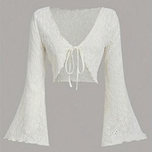 TEMU 여성용 롱 슬리브 셔츠 - 노트 프론트 세미시어 블라우스, 중간 스트레치 오피스 & 데일리 탑, 봄/가을/여름용 - 기계 세탁 가능 레이어링 블라우스 화이트/중립톤, 가을 워드로브, 편안한 착용감, 트렌디한 스타일