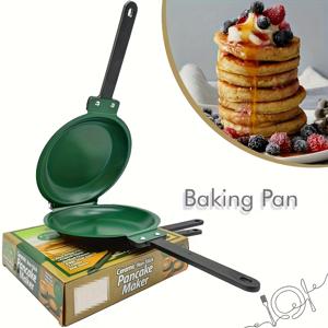 TEMU 헤비 듀티 양면 주철 접이식 팬 - 눌어붙지 않는 아침 식사 그릴 (뚜껑 포함), 인덕션 조리기에 적합, 공간 절약형 팬케이크, 계란, 만두 튀김기 - 식기세척기 사용 가능 주방 조리 기구, 양면 프라이팬, 멕시칸 접이식 디자인