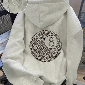 TEMU 더블 프린트 원피스 여성 패션 후드 스웨트셔츠, 창의적인 프린트와 넘버 8 프린트가 있는 다용도 아우터웨어, 심플 캐주얼 유럽 및 미국 홈웨어, 후드 지퍼 가을/겨울 스웨트셔츠, 안감 두꺼운 재킷, 긴팔 탑 아웃도어 S, 힙합 스트리트 파티