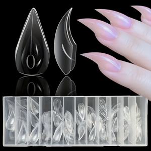 TEMU 140개입 박스 (단단한 고양이 발톱 모양 네일 팁 몰드), 투명 인조 네일 스티커, 뾰족한 네일 팁, 짧은 발톱 모양 , 랜덤 포장, 네일 아트 매니아에게 적합.