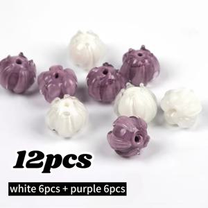 TEMU 12개, 모양 수제 유약 비즈 조합, 모조 꽃 장식 팔찌용 비즈, DIY 비즈 재료, 비즈 & 비즈 세트