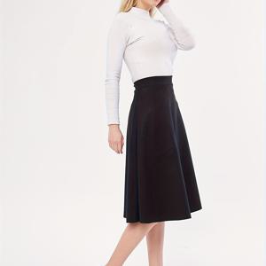 TEMU 여성용 우아한 두꺼운 겨울 스커트 - 하이웨이스트 고밀도 보온 미디엄 길이 팬츠스커트, 세탁기 사용 가능한 솔리드 컬러, 출퇴근 및 세미포멀 복장용 (추가 요구 없음) - 가을/겨울 의류